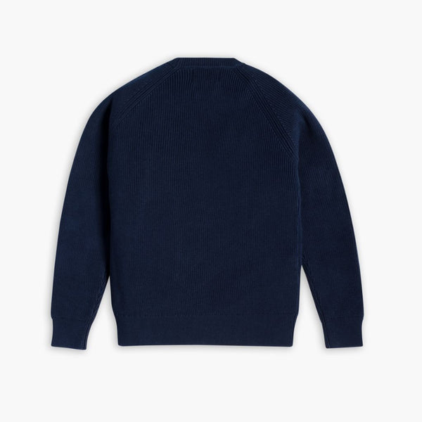 Gerippter Rundhalsausschnitt | Marineblau