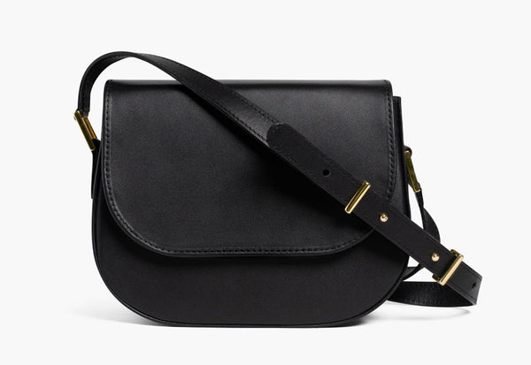 black leather crossbody backpack Katy Mini Belt Bag the RFID pocket safeguards your personal information Black Leather Crossbody Bag