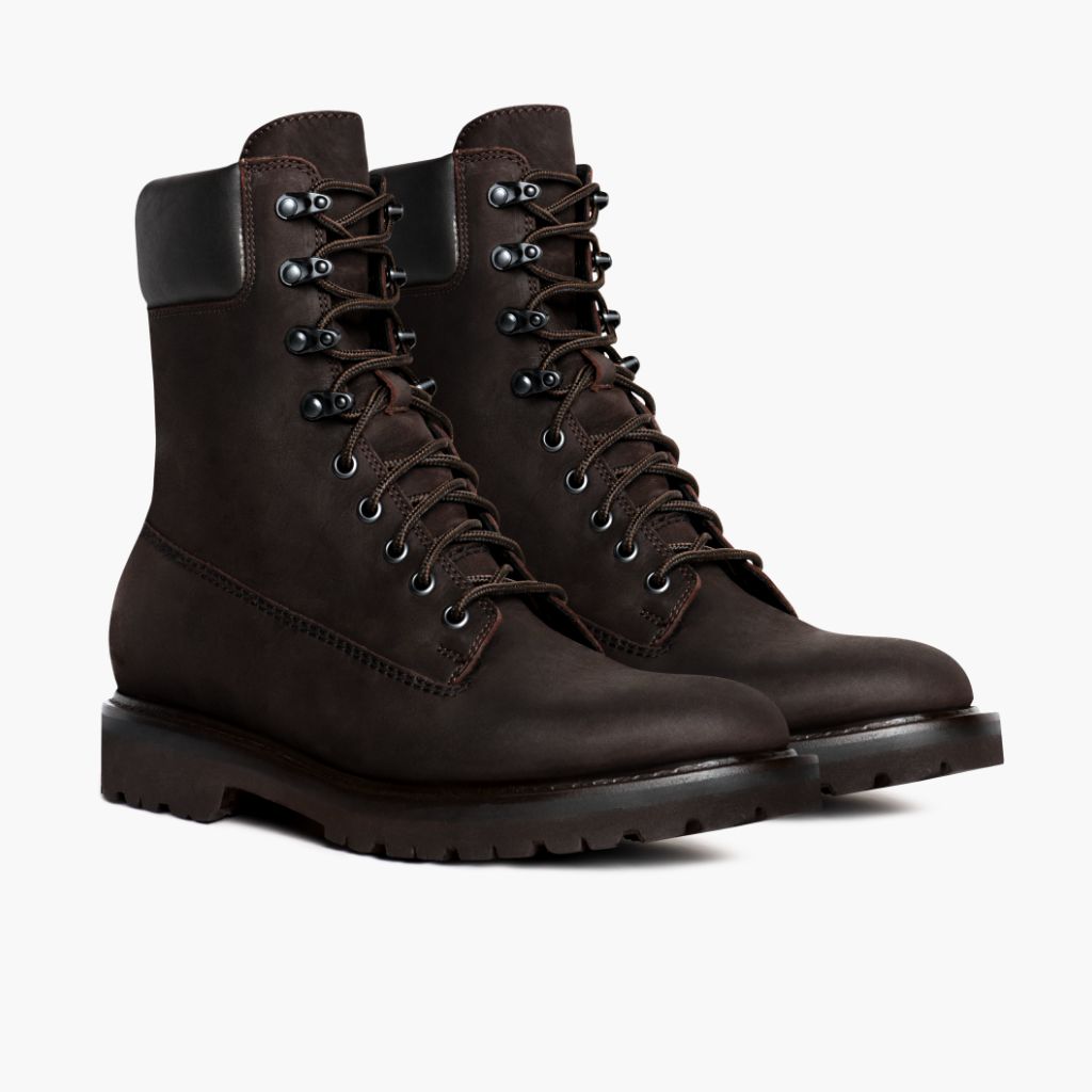 Men's Explorer Combat Boot In Dark Brown 'Rocky Road' Leather - Thursday