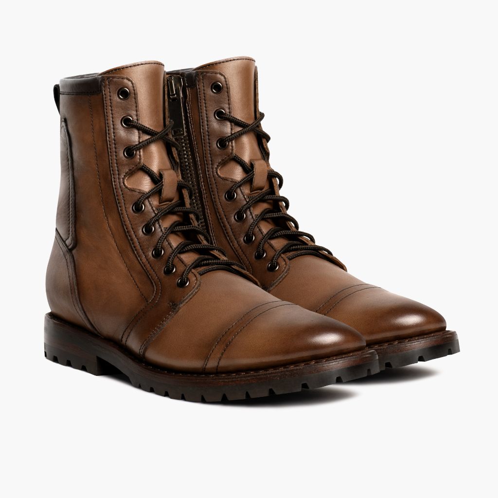 Handmade Men's Brown Leather Motorcycle Boots – Biker Boots, Work Boots – Size 10