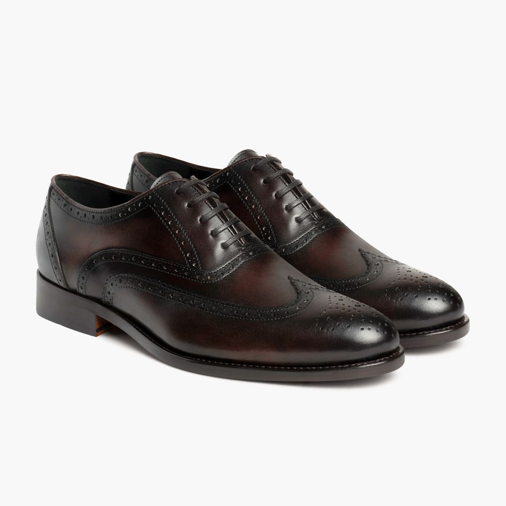 Men's Aviator Wingtip Dress Shoe In Brown Cinnamon Leather
