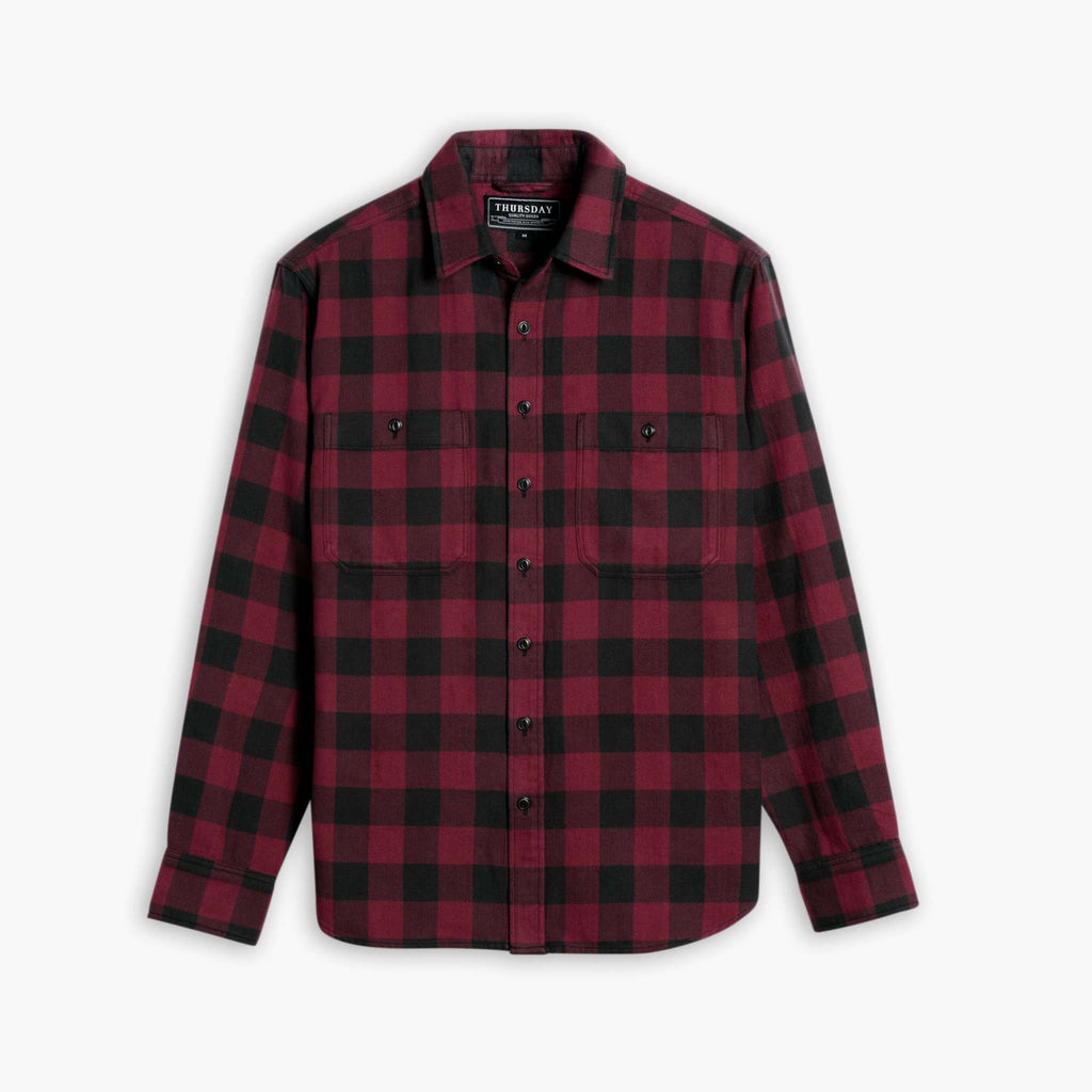 Thursday Boot Company Men's Black Flannel Buffalo Check Shirt Size L Thursday Boot Company Men's Black Flannel Buffalo Check Shirt Size L