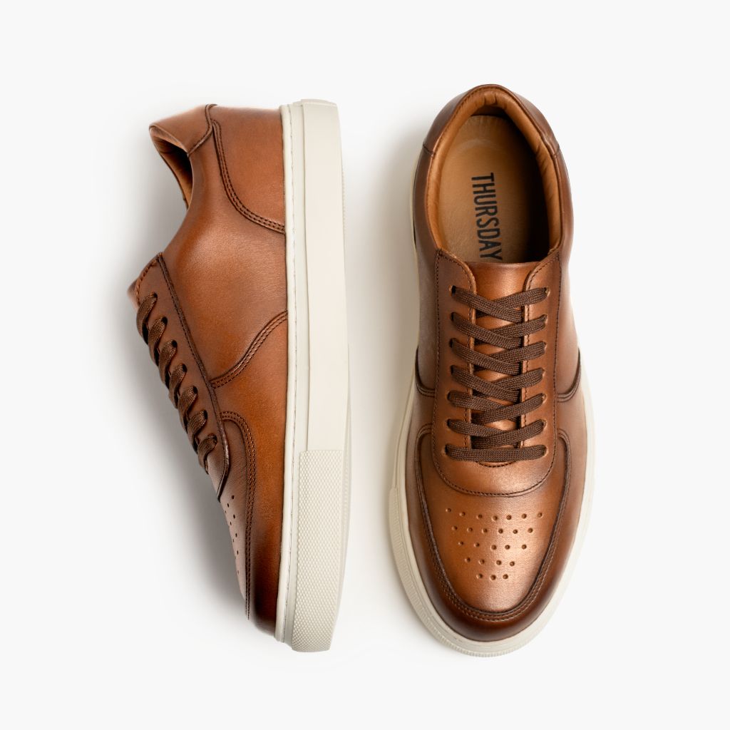 Men's Court Low Top Sneaker In Tan 'Toffee' Leather Thursday