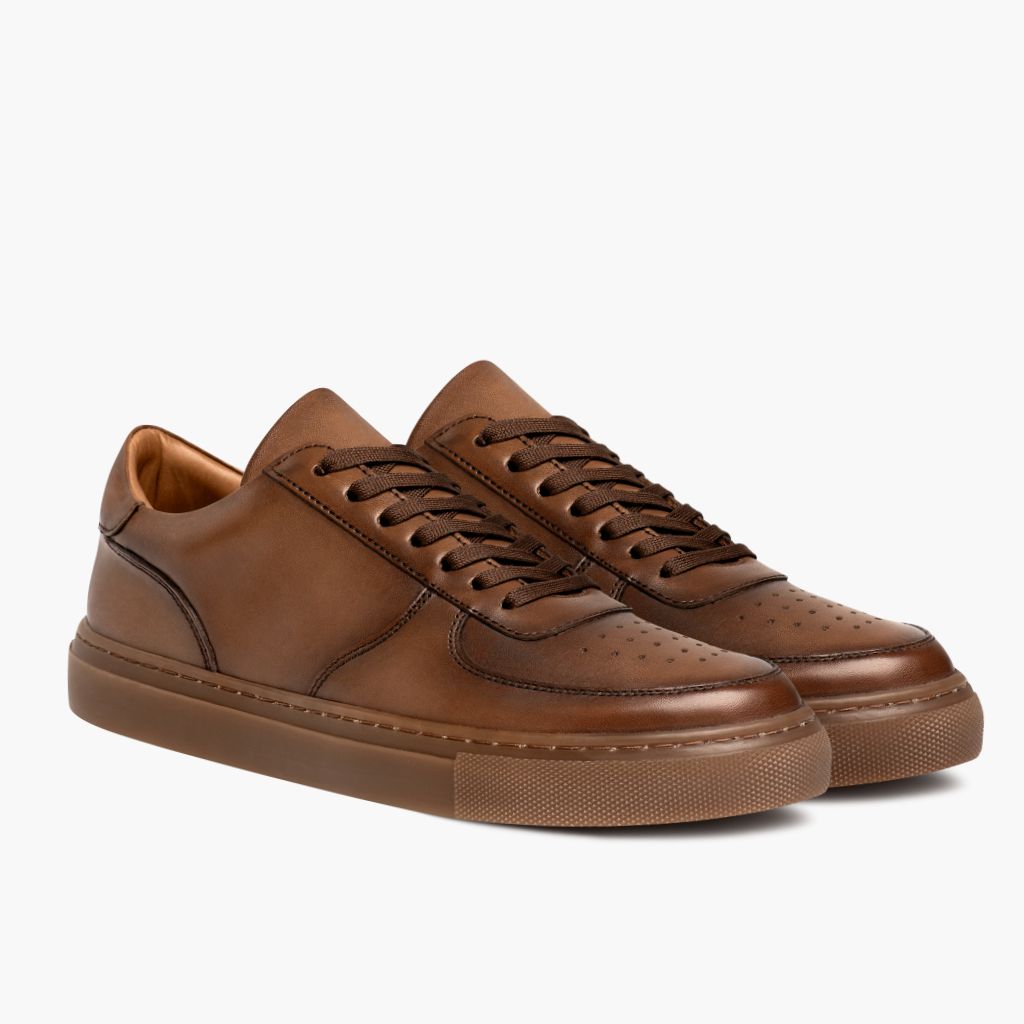 Men's Court Low Top Sneaker In Brown 'Wheat' Leather - Thursday
