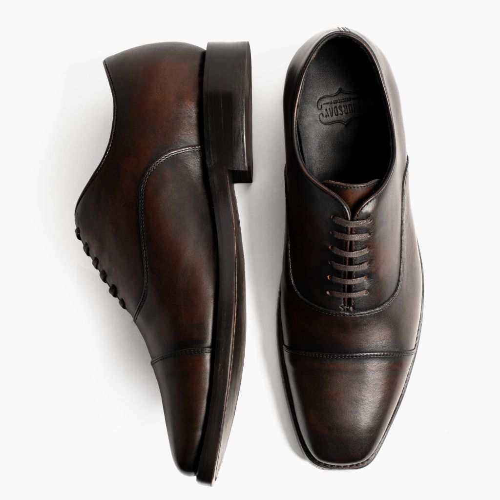 Men's Executive Cap Toe In Black Coffee Leather - Thursday Men's Executive Cap Toe In Black Coffee Leather - Thursday