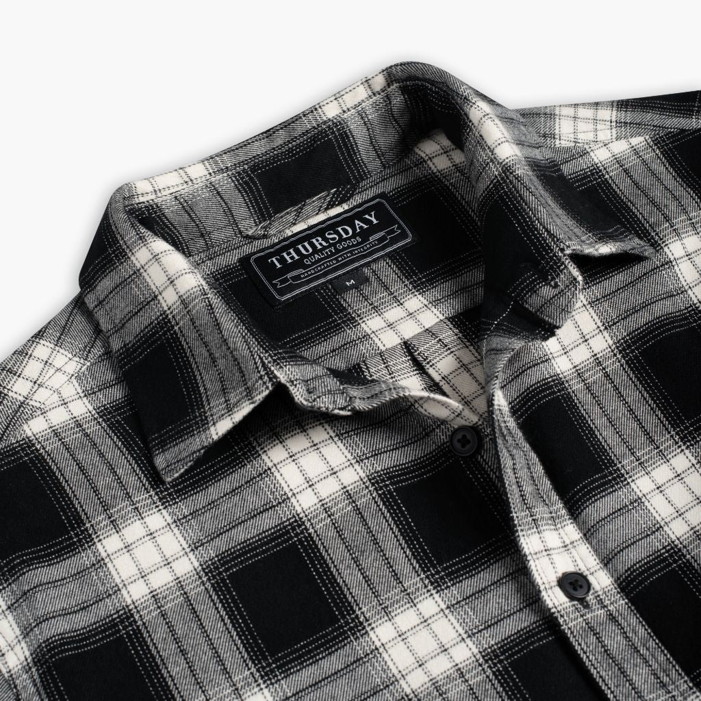 Men's Forever Flannel Shirt In Black & Cream Plaid - Thursday Men's Forever Flannel Shirt In Black & Cream Plaid - Thursday