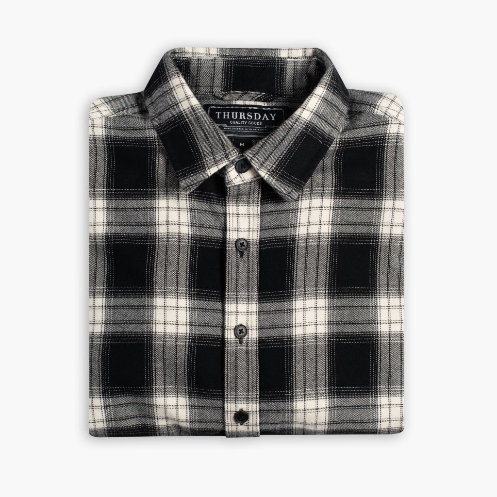 black dress shirt amazon Men's Forever Flannel Shirt In Black & Cream Plaid