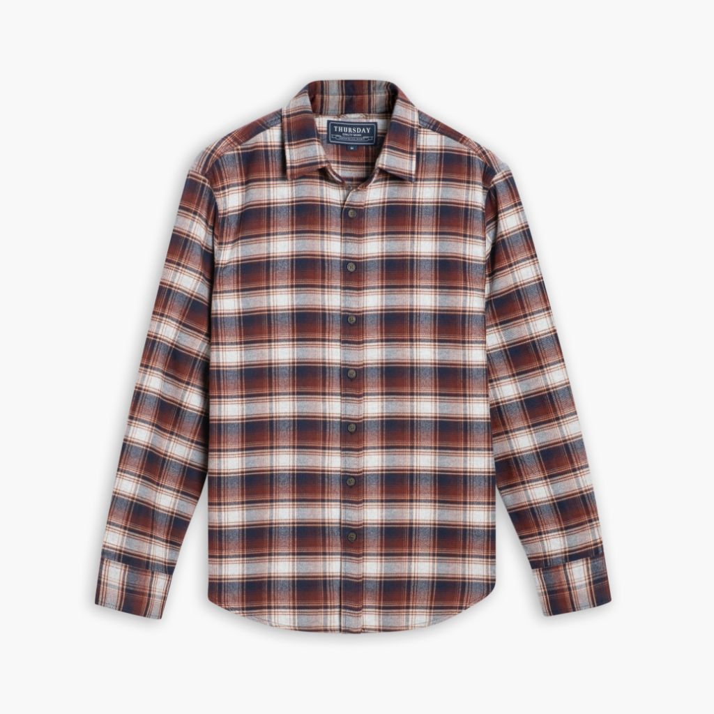 Men's Forever Flannel Plaid Shirt In Merlot Plaid - Thursday