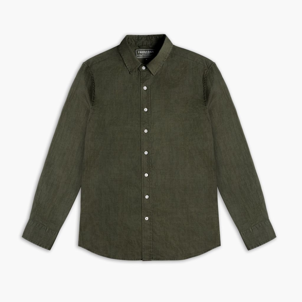 Thursday Boot Company Men's Olive Linen Linen Shirt Size L Thursday Boot Company Men's Olive Linen Linen Shirt Size L