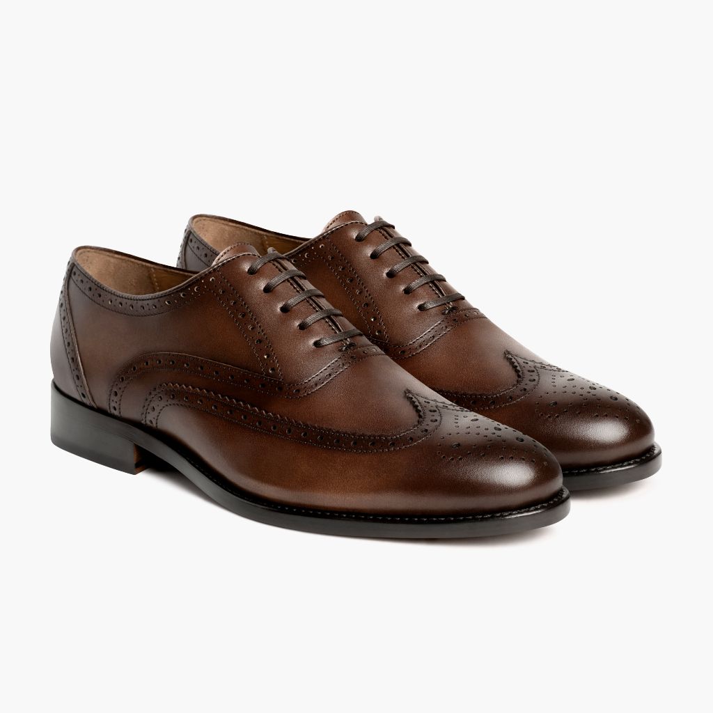Men's Aviator Wingtip Dress Shoe In Brown Cinnamon Leather