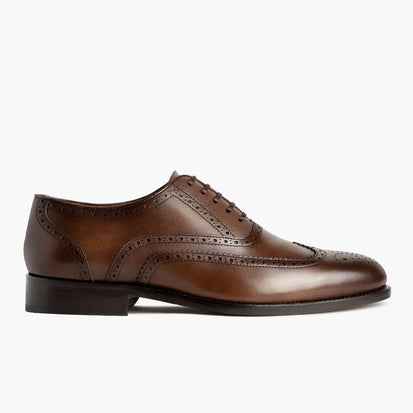 Men's Aviator Wingtip Dress Shoe In Brown Cinnamon Leather