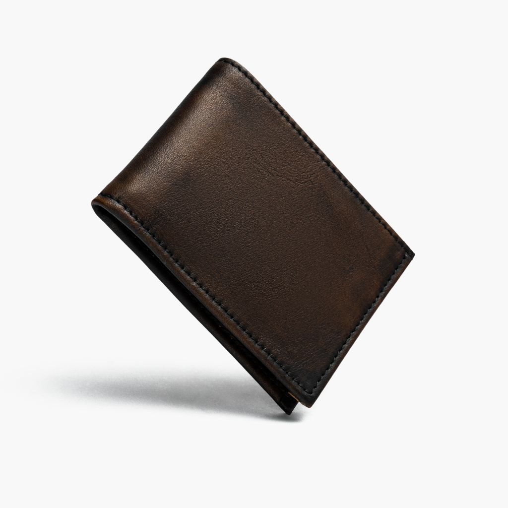 Men's Bifold Wallet - Genuine Freshwater Crocodile Backbone Leather In Dark Brown