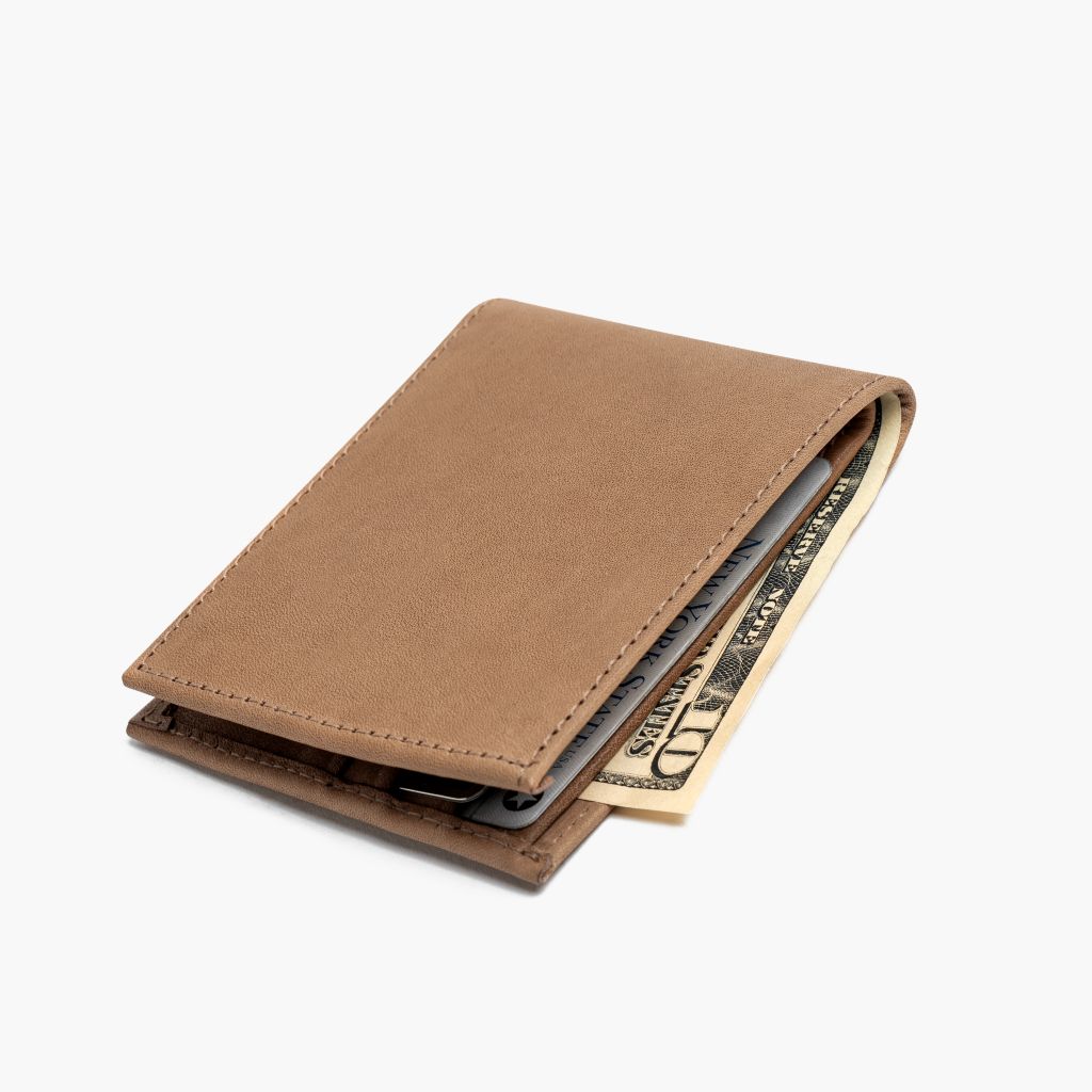 Minimalist Leather Bifold Wallet in Natural Vachetta - Thursday