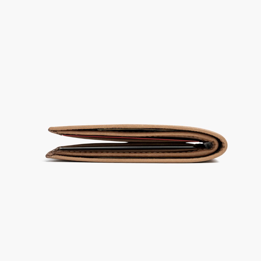 Minimalist Leather Bifold Wallet in Natural Vachetta - Thursday