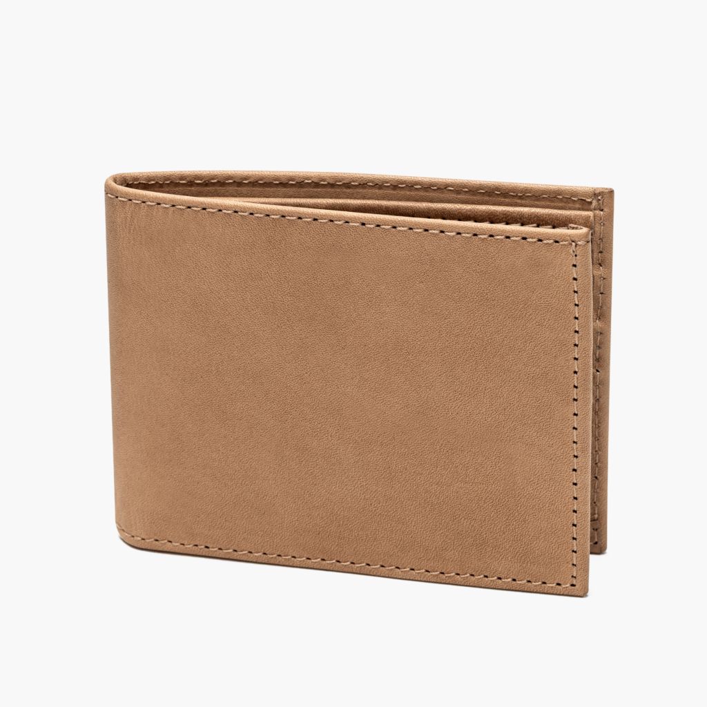 Minimalist Leather Bifold Wallet in Natural Vachetta - Thursday