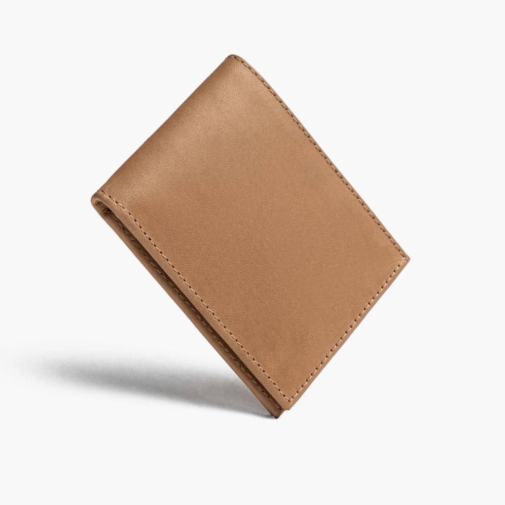 Minimalist Leather Bifold Wallet in Natural Vachetta - Thursday