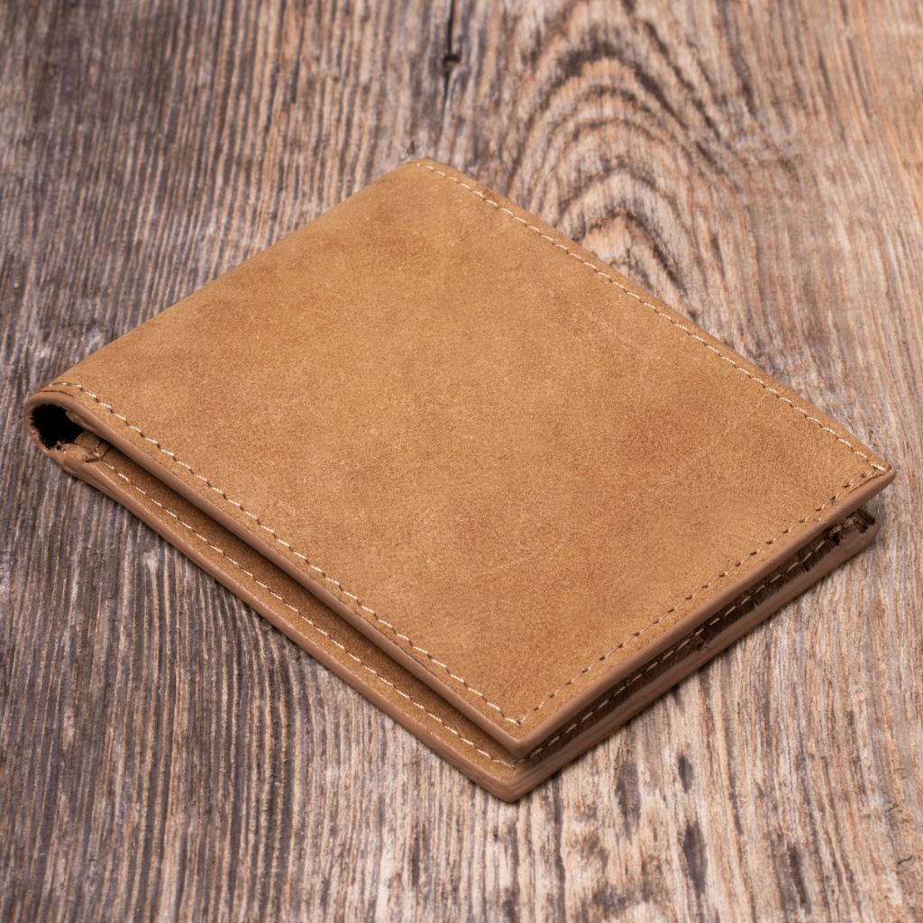Minimalist Leather Bifold Wallet in Tan Snuff Kudu Leather - Thursday