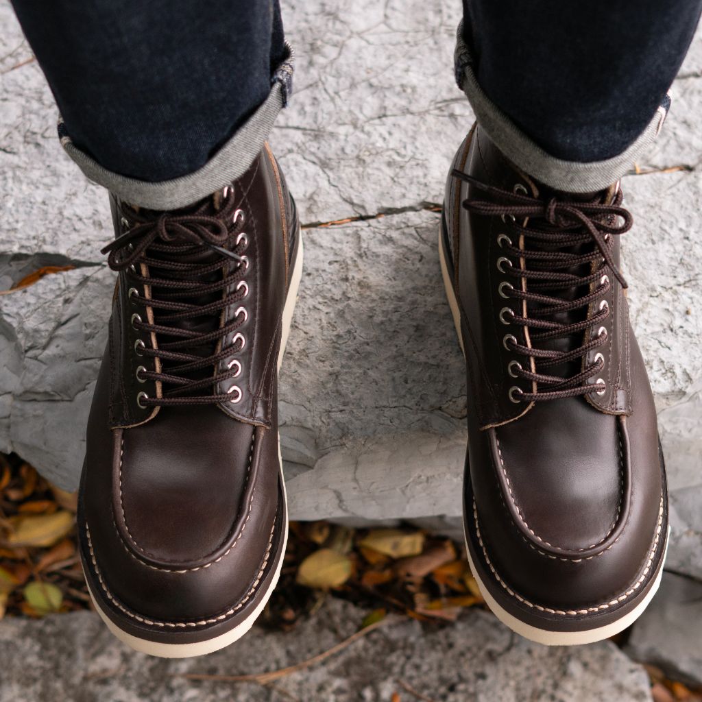 Men's Builder Boot In Black Coffee Horween CXL Leather - Thursday
