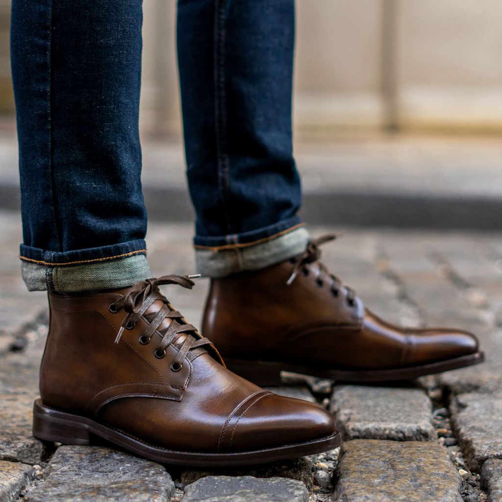 Men's Cadet Lace-Up Boot In Brown 'Rich Mahogany' Leather Thursday