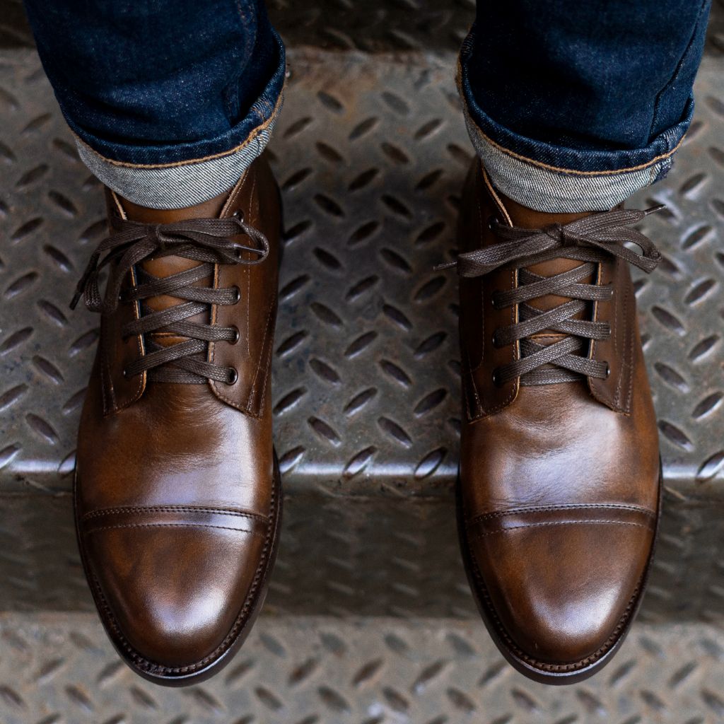 Men's Cadet Lace-Up Boot In Brown 'Rich Mahogany' Leather - Thursday