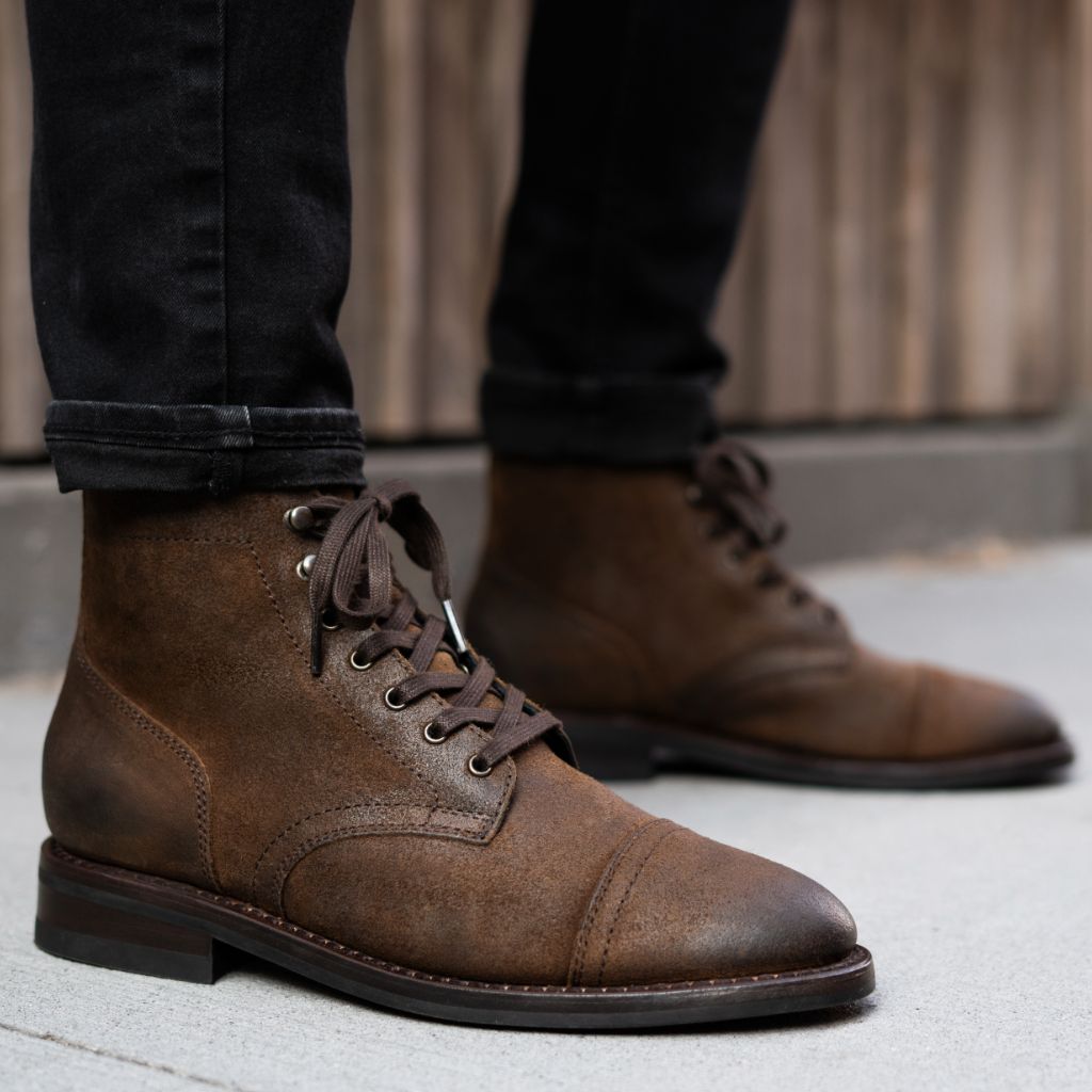 Men's Captain Lace-Up Boot In Mocha Brown Suede - Thursday