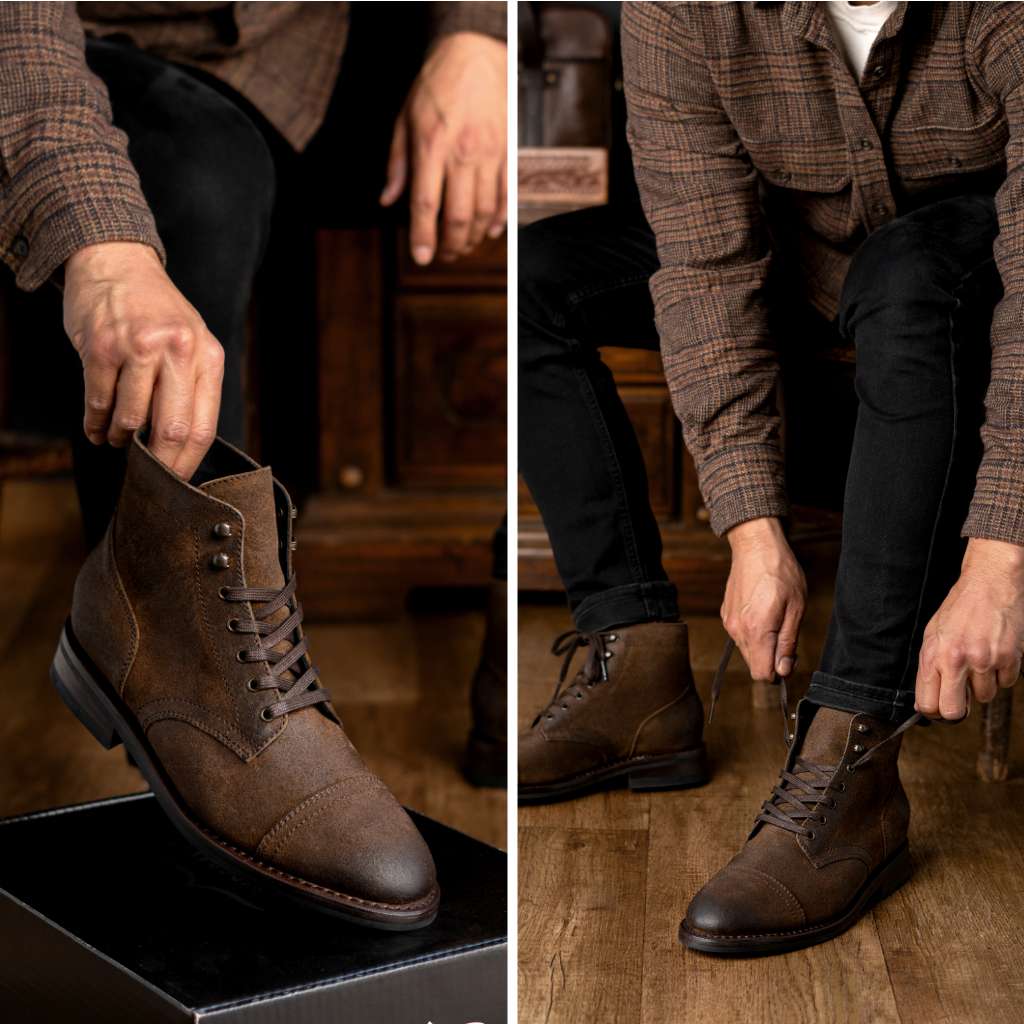 Men's Captain Lace-Up Boot In Mocha Brown Suede - Thursday