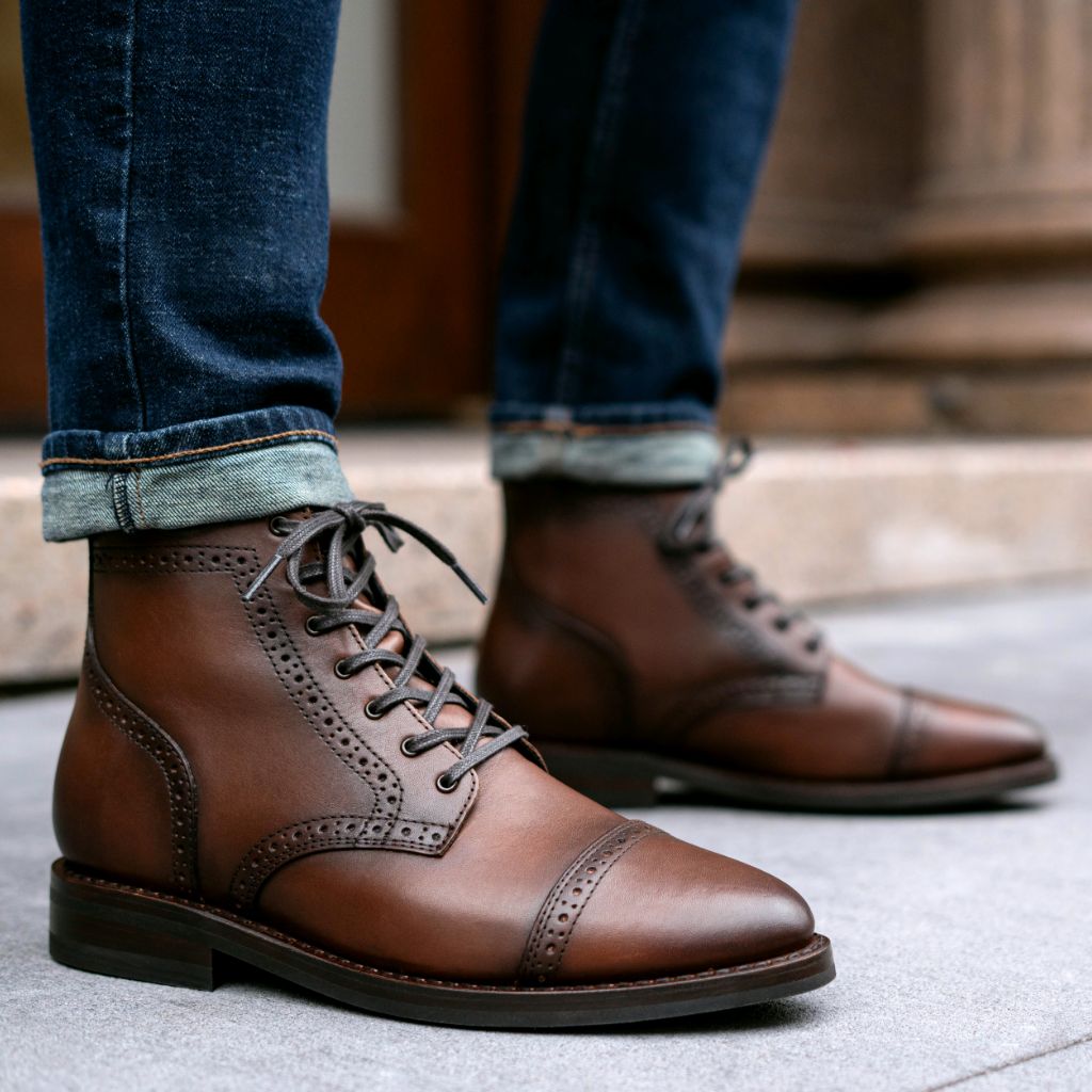 blutenblatt BROGUE MASTER BOOTS ブラウン Men's Captain Brogue Lace-Up Boot In Brown 'Coffee' Leather - Thursday