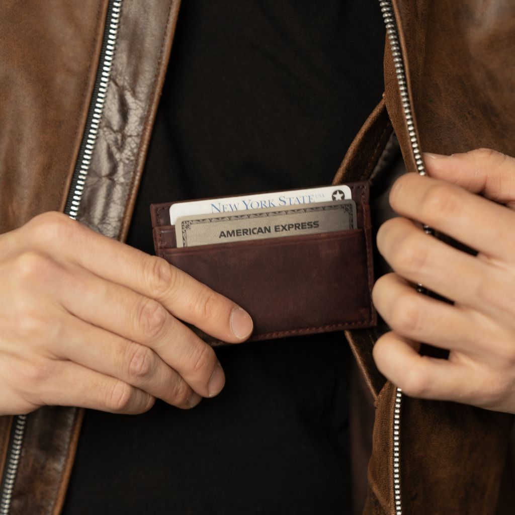ABYS Genuine Leather Card Wallet For Men - Dark Brown Zip Around Card Holder, 19 Slots