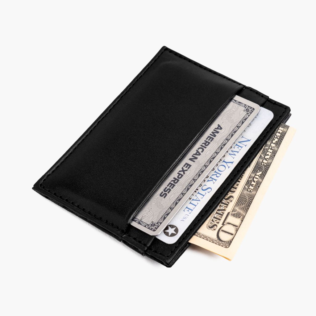 card sleeve pokemon tcg thisiswallet 6 Card Minimalist Wallet for Men & Women - Genuine Leather Ultra Thin Black Credit Card Holder main image 1