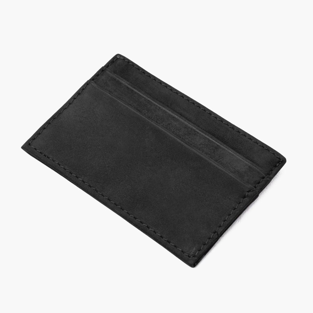 Minimalist Leather Card Holder in Black Matte - Thursday Boot Company