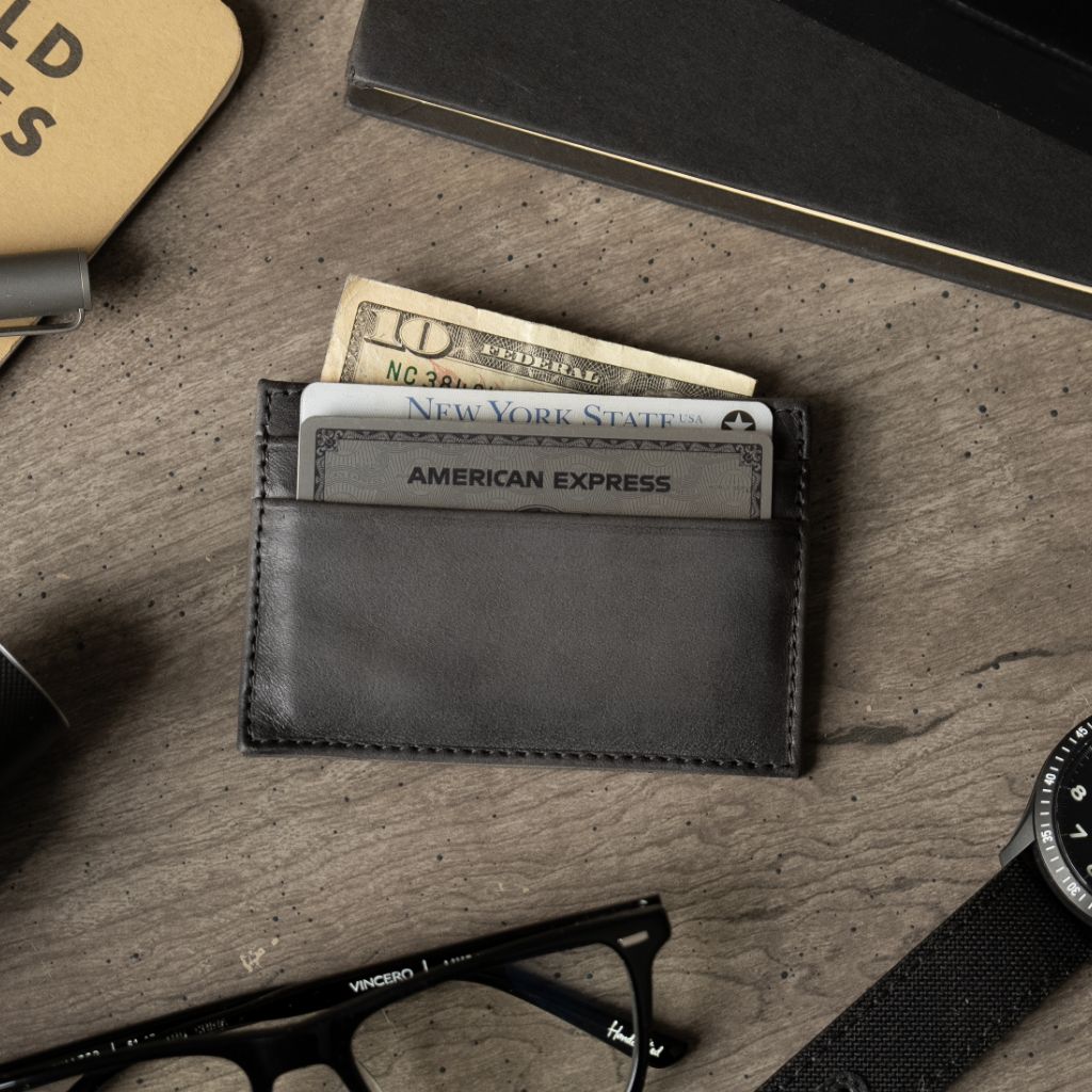 Minimalist Leather Card Holder in Grey - Thursday Boot Company Minimalist Leather Card Holder in Grey - Thursday Boot Company