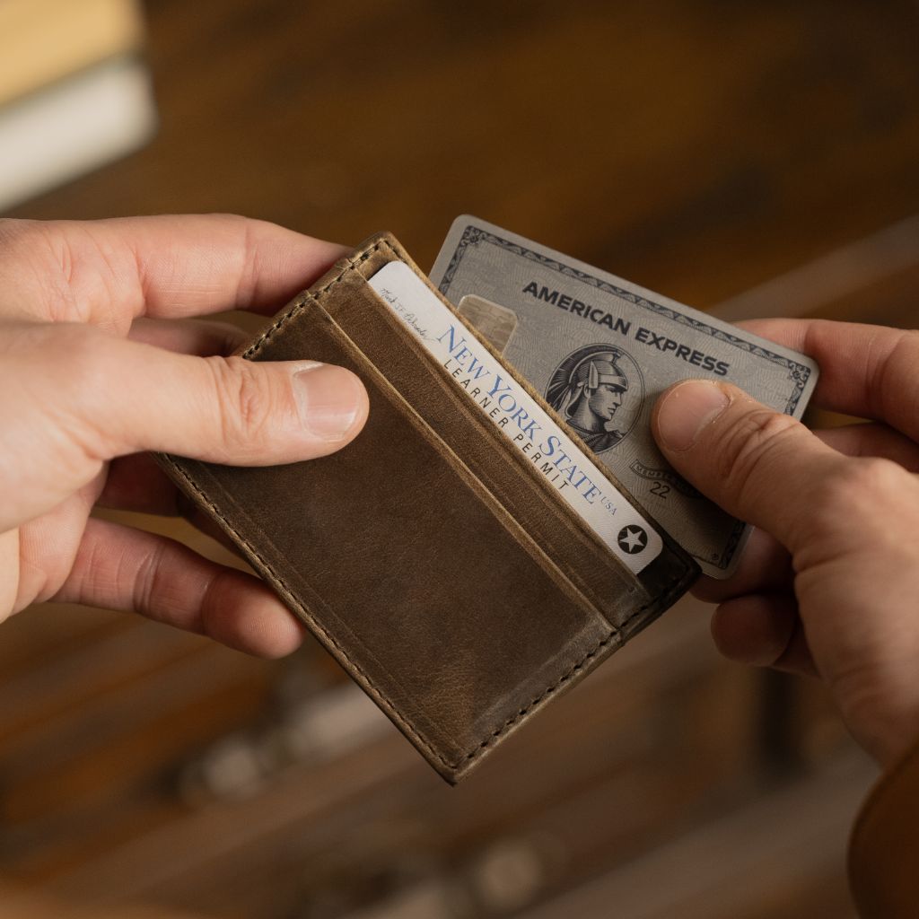 Minimalist Leather Card Holder in Natural Chromexcel - Thursday