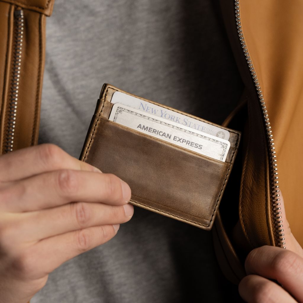 Minimalist Leather Card Holder in Natural Chromexcel - Thursday