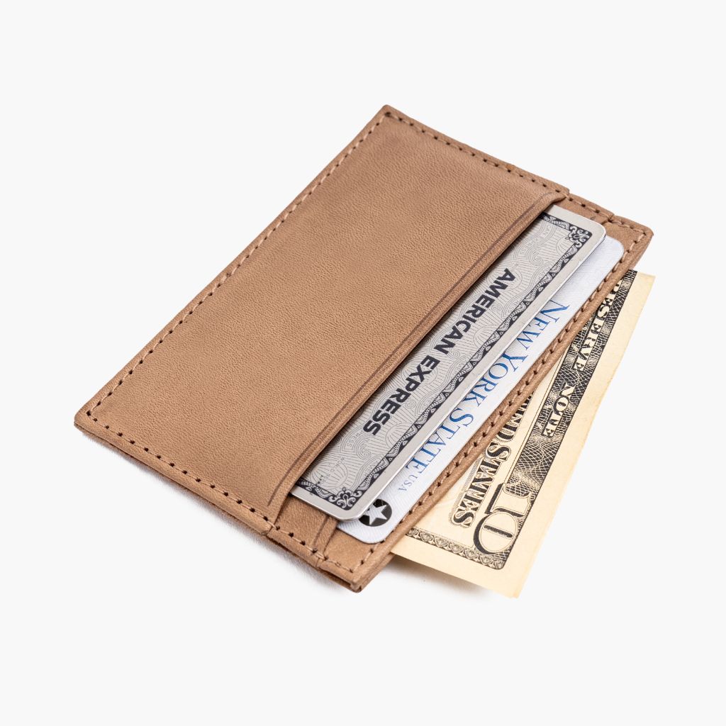 Minimalist Leather Card Holder in Natural Vachetta - Thursday