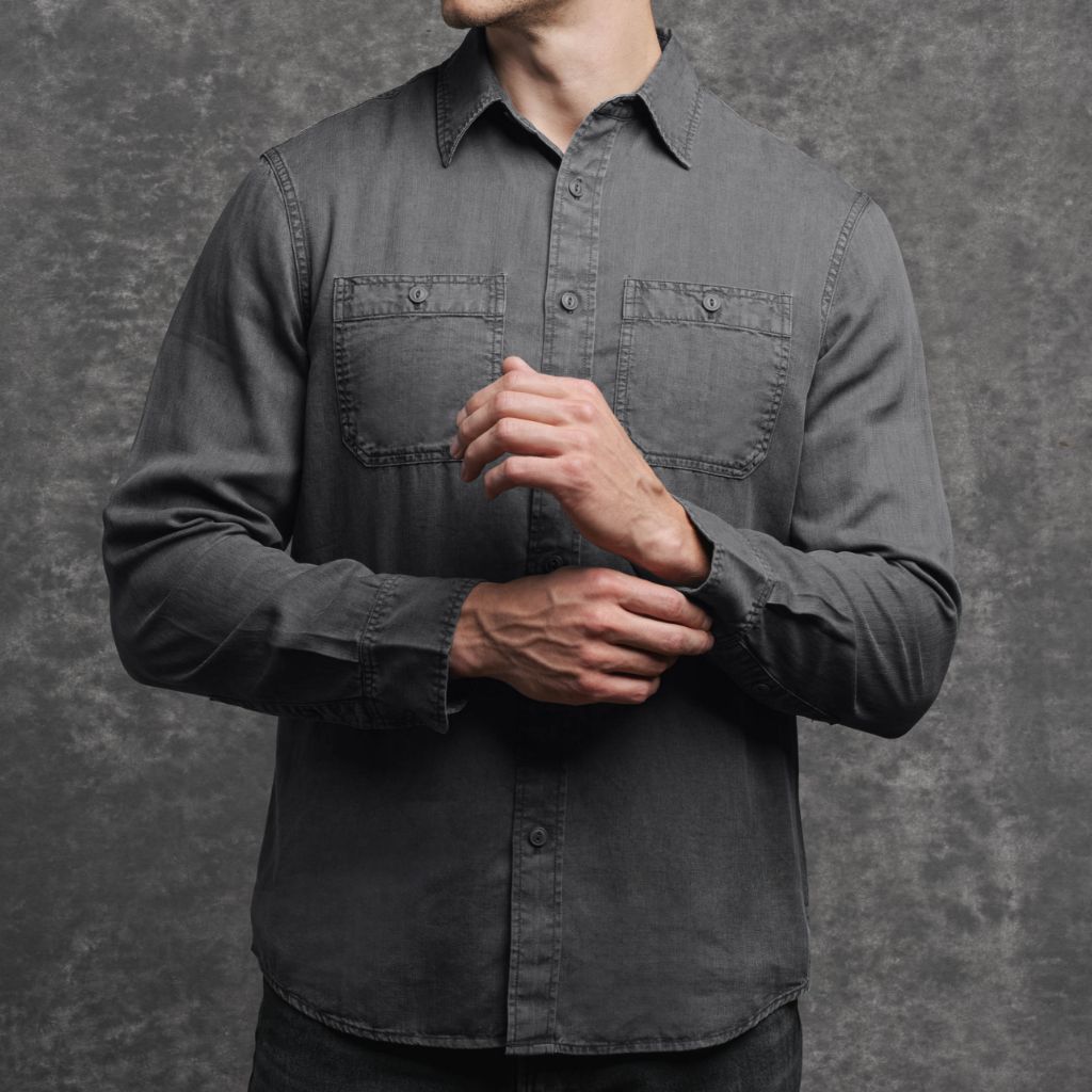 grey chambray dress shirt Chambray Holt Dress Shirt, Spread Collar