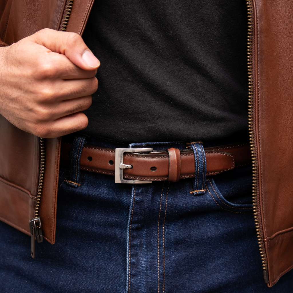 Men's Classic Leather Belt In Brandy - Thursday Boot Company