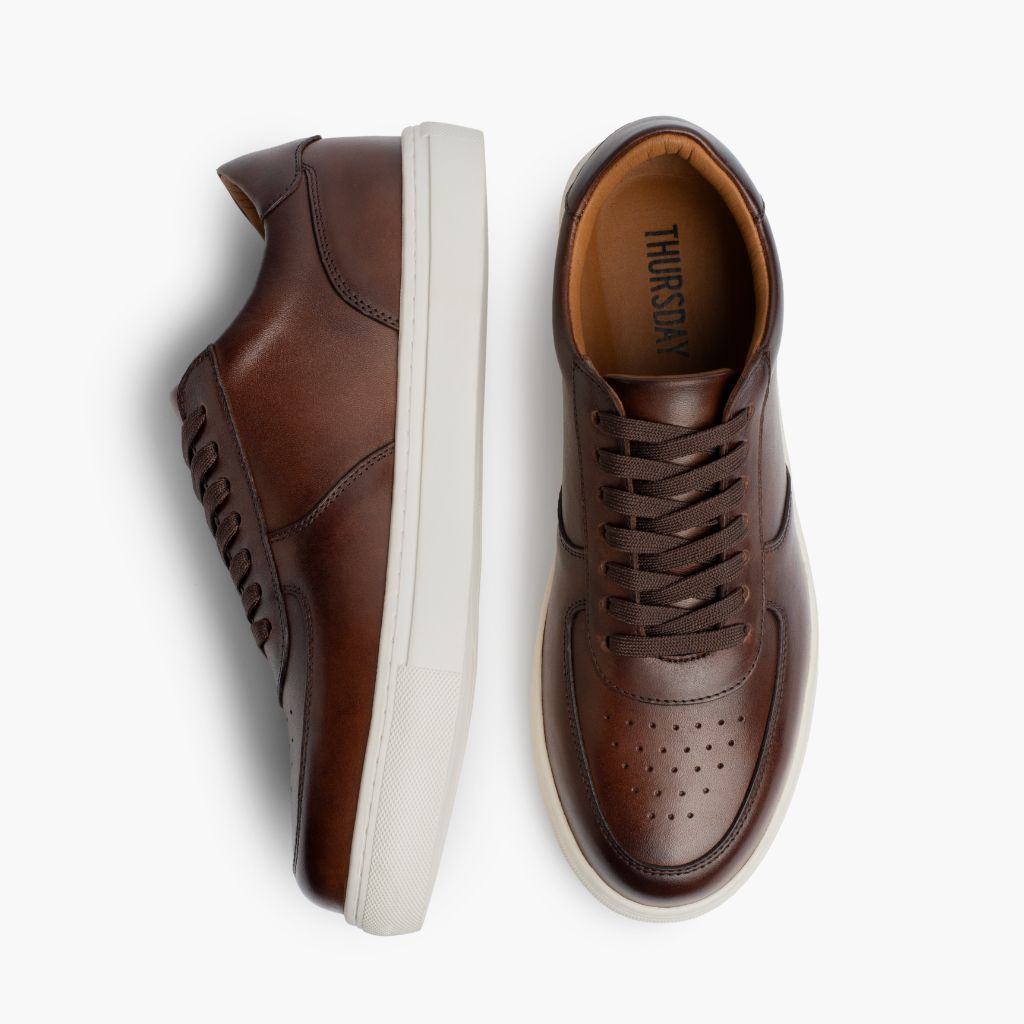 Men's Court Low Top Sneaker In Brown 'Coffee' Leather