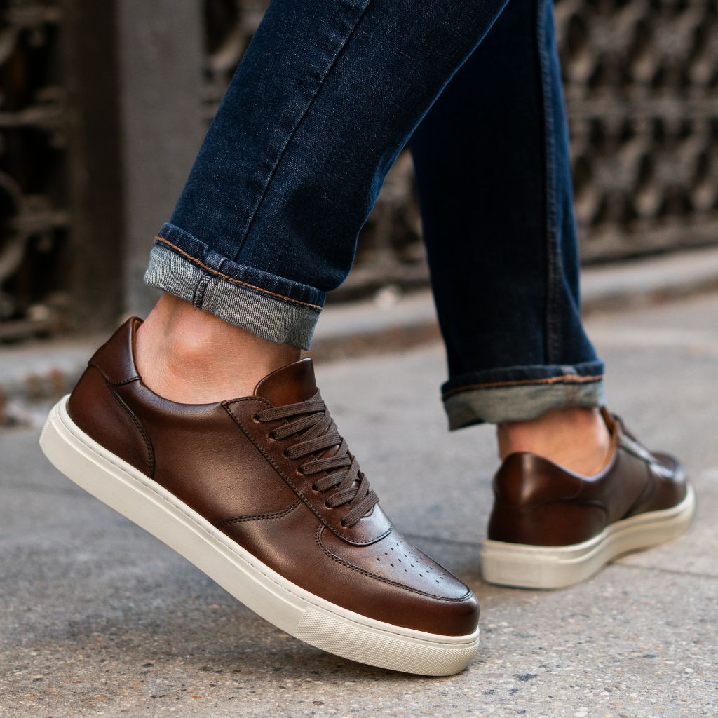 Men's Court Low Top Sneaker In Brown 'Coffee' Leather - Thursday Men's Court Low Top Sneaker In Brown 'Coffee' Leather - Thursday