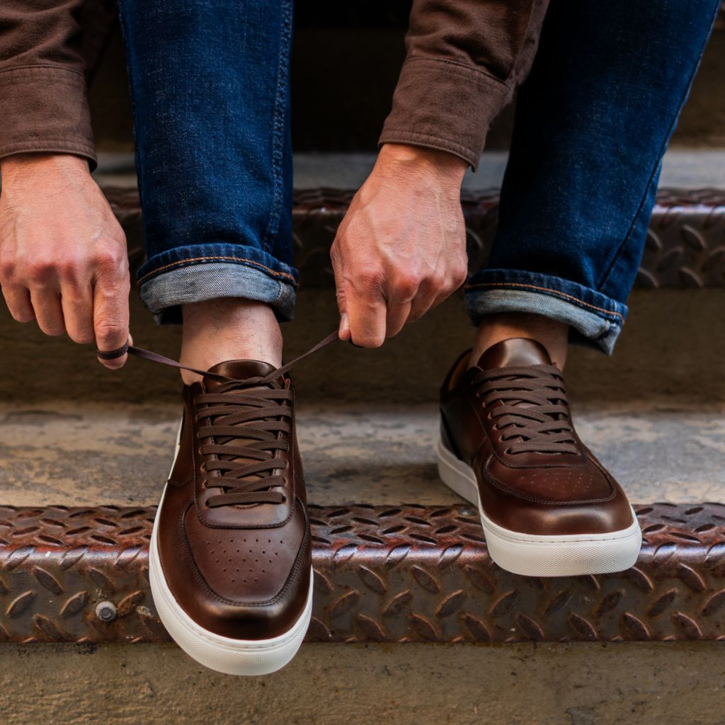 Men's Court Low Top Sneaker In Brown 'Coffee' Leather - Thursday Men's Court Low Top Sneaker In Brown 'Coffee' Leather - Thursday