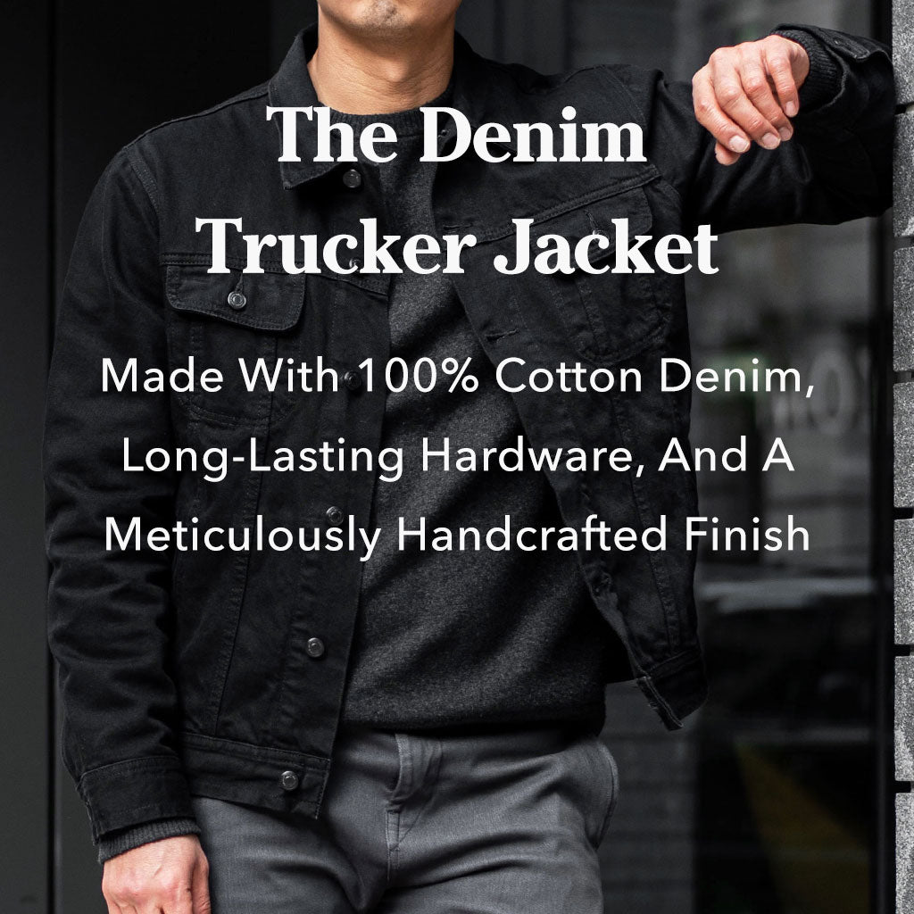 Men's Denim Trucker Jacket in Pitch Black - Thursday
