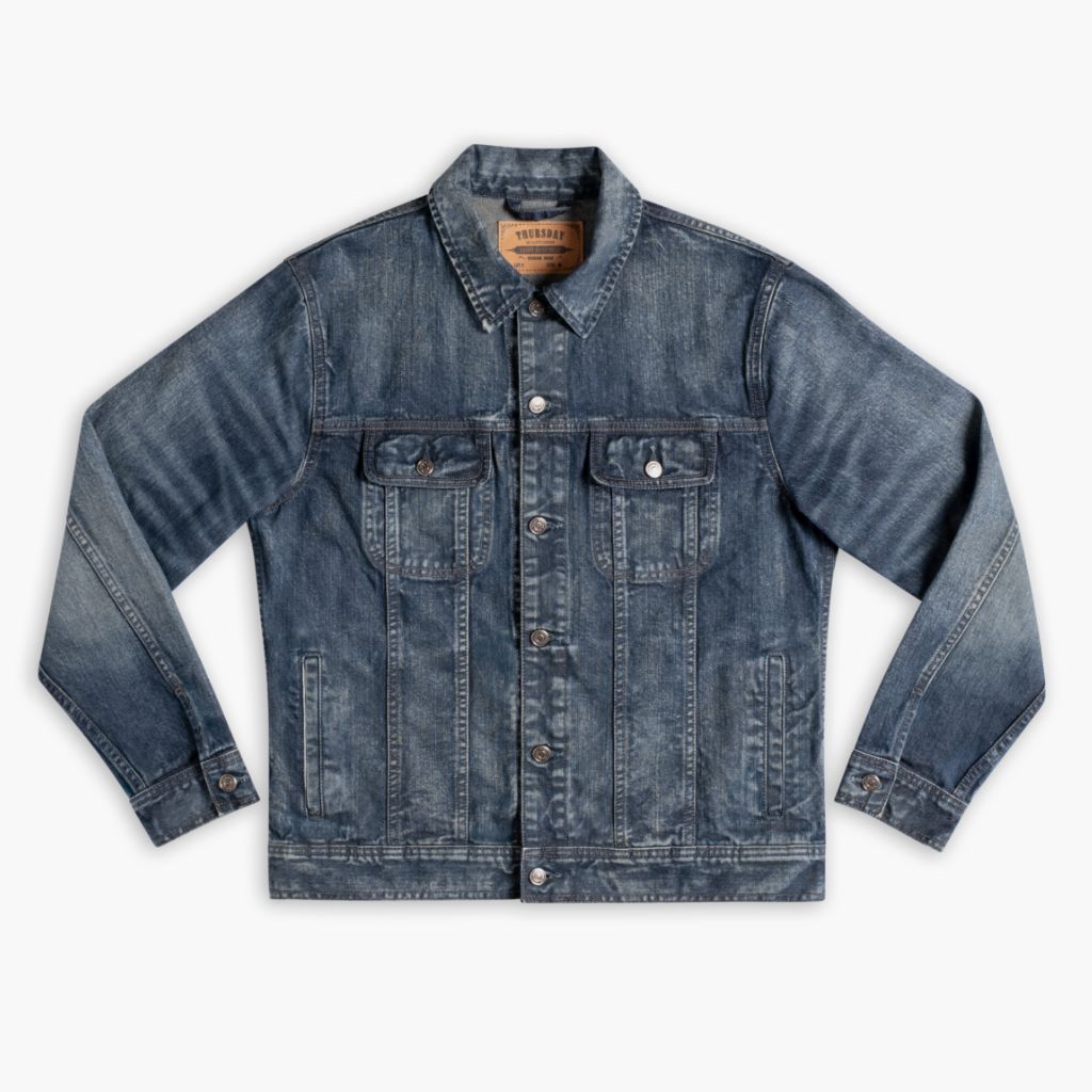 Men's Denim Trucker Jacket in Faded Indigo - Thursday