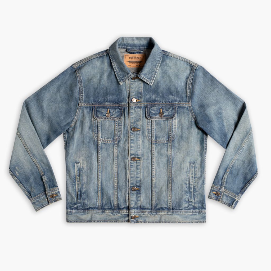 Men's Denim Trucker Jacket in Medium Wash - Thursday