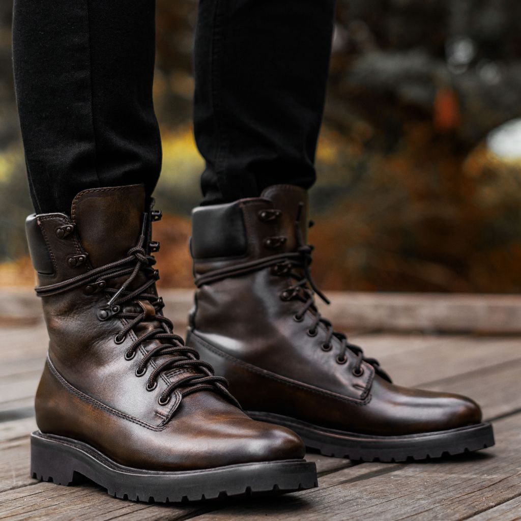 Men's Explorer Combat Boot In Brown 'Jasper' Leather Thursday
