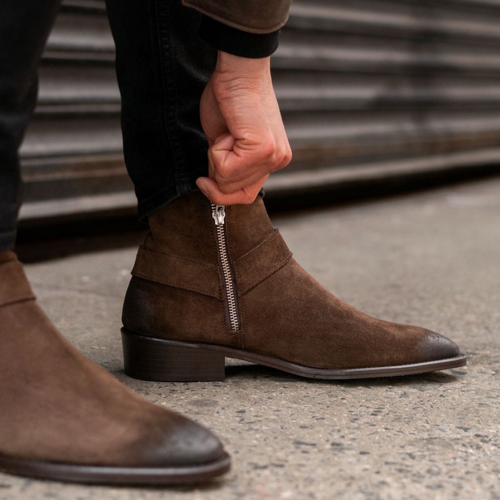 Thursday Boots Brown Suede Ankle Harness Boots Side Zip US 7.5 Blokecore Western Men main image 2