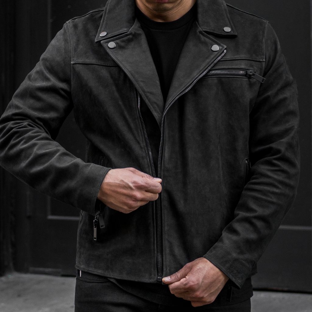Men's Motorcycle Jacket In Black Matte Leather Thursday Boot Company