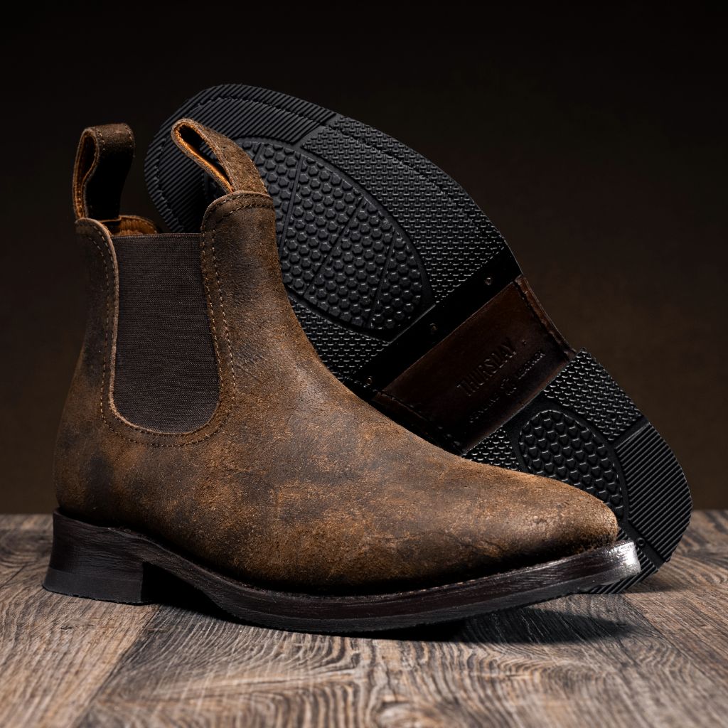 Men's Journeyman Boot In Brown Stone Rambler Leather - Thursday