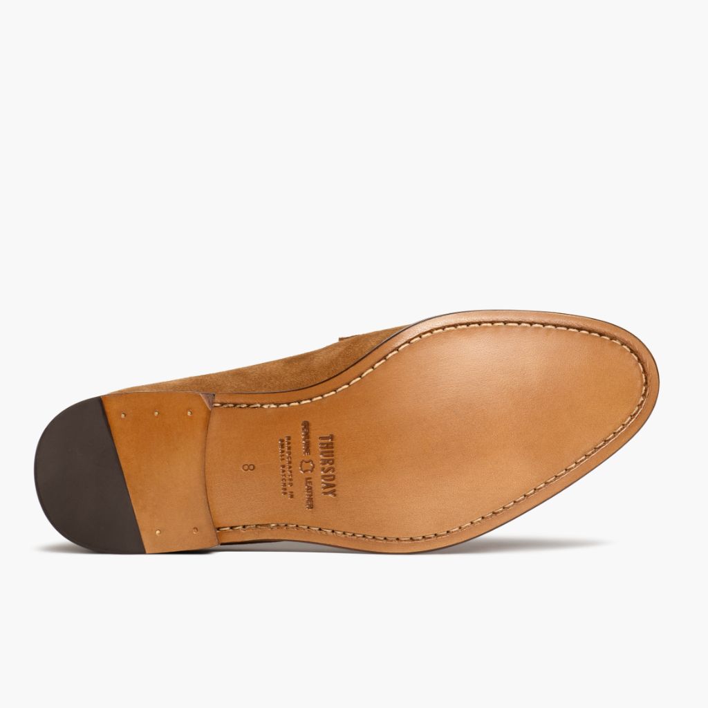 Men's Lincoln Penny Loafer In Tan 'Cider' Oil Snuff Suede