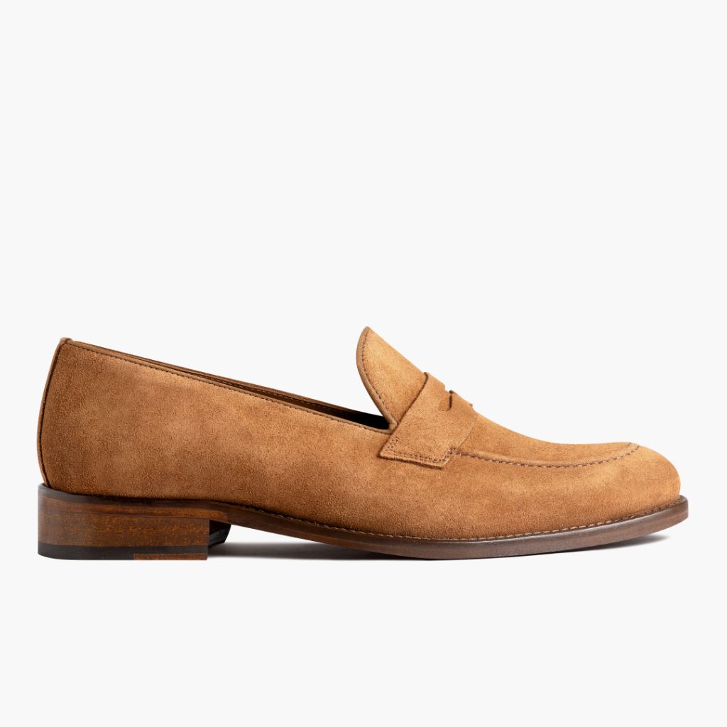 mens suede dress loafers Men's Lincoln Penny Loafer In Tan 'Cider' Oil Snuff Suede