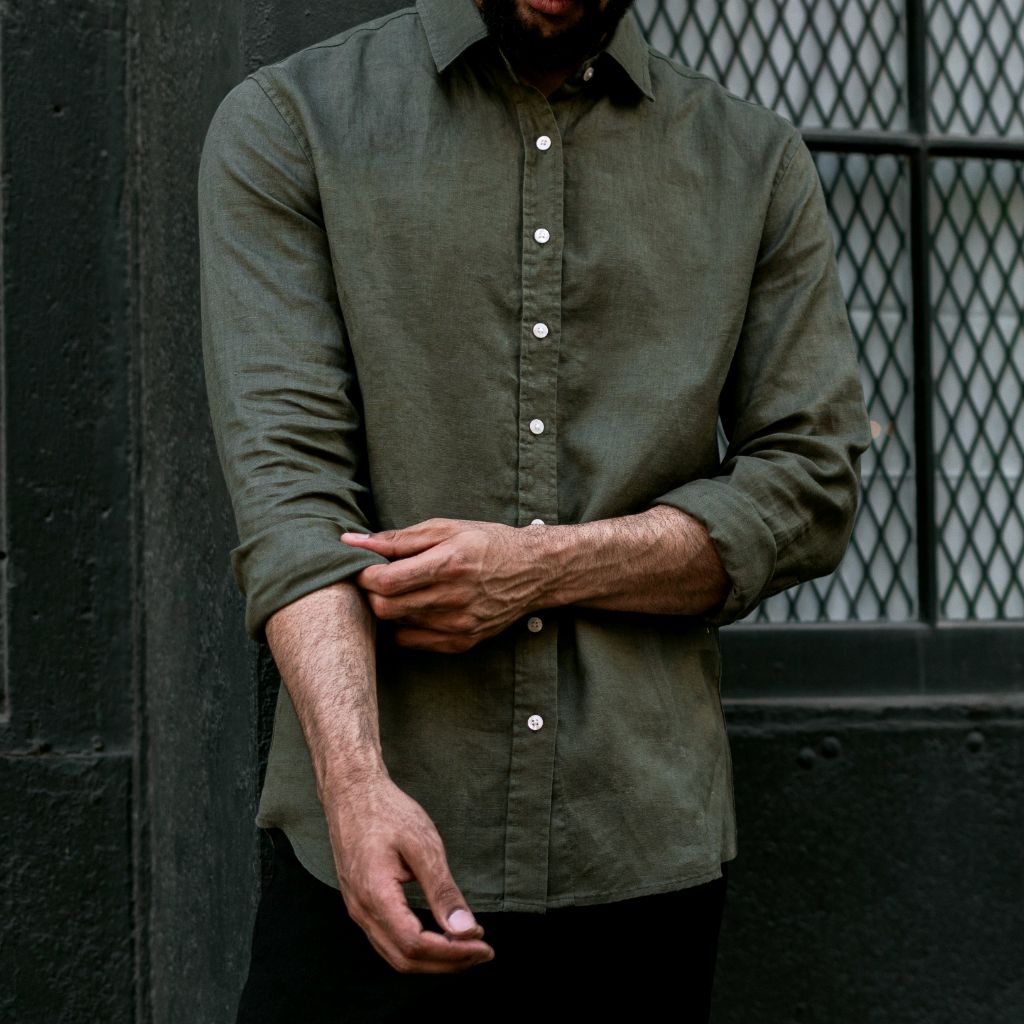 Thursday Boot Company Men's Olive Linen Linen Shirt Size L Thursday Boot Company Men's Olive Linen Linen Shirt Size L