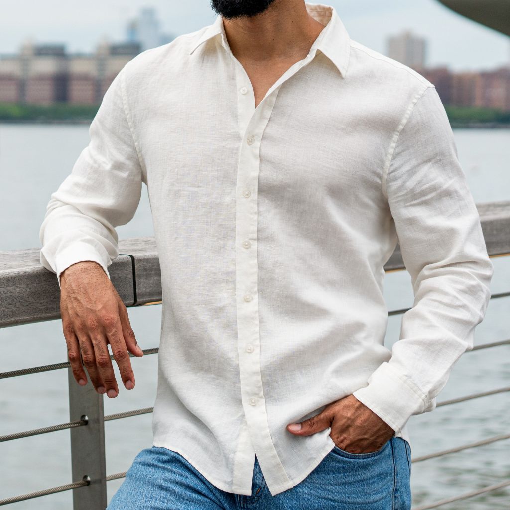 Men's White Linen Shirt Size M by Thursday Boot Company Men's White Linen Shirt Size M by Thursday Boot Company